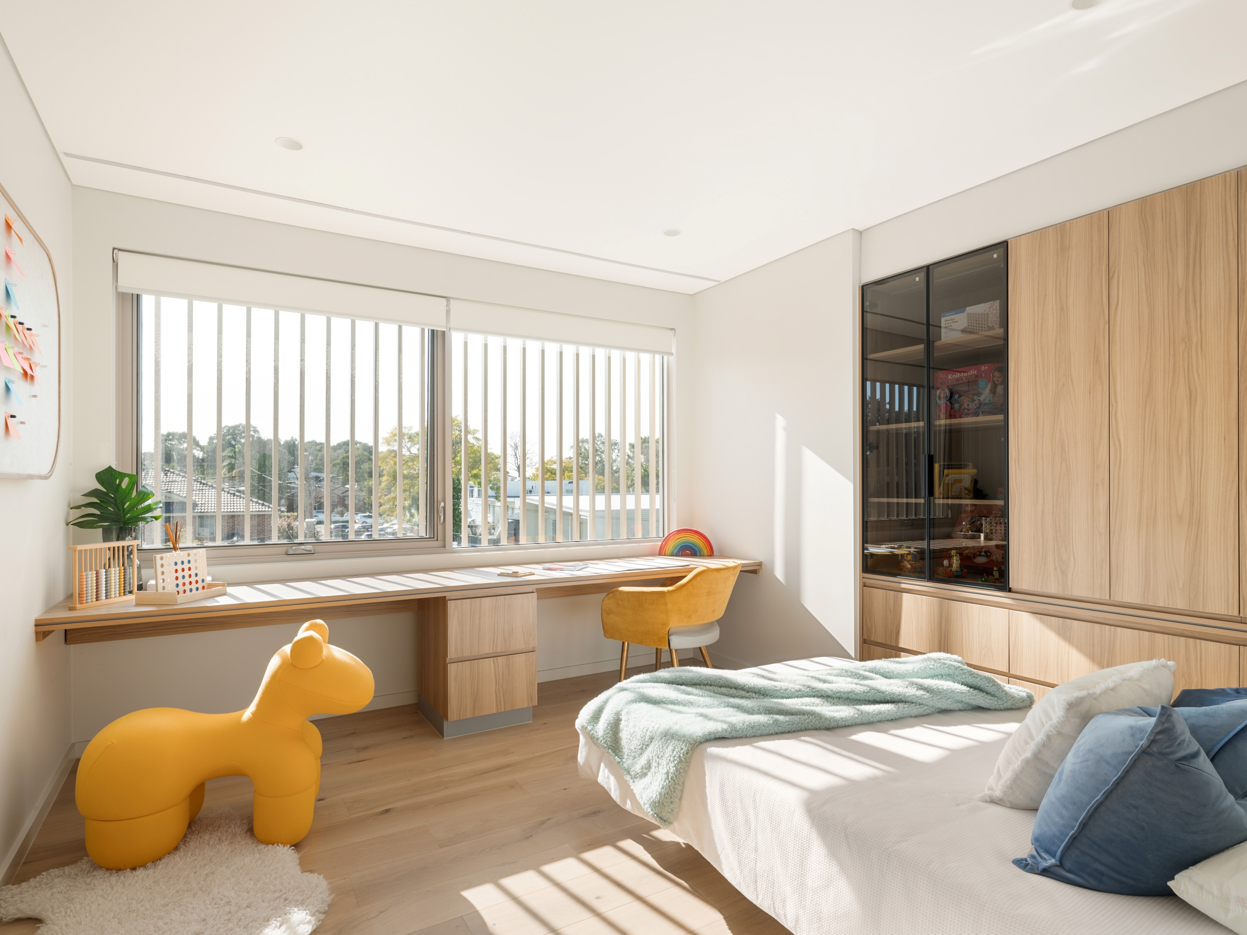 Bedroom Desk with Yellow Chair